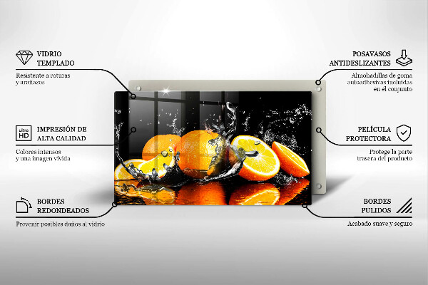 Tabla de cortar de vidrio Fruta jugosa de naranja