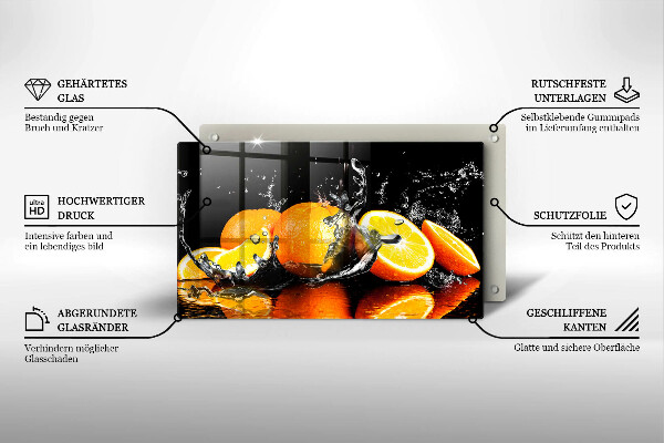 Tabla de cortar de vidrio Fruta jugosa de naranja