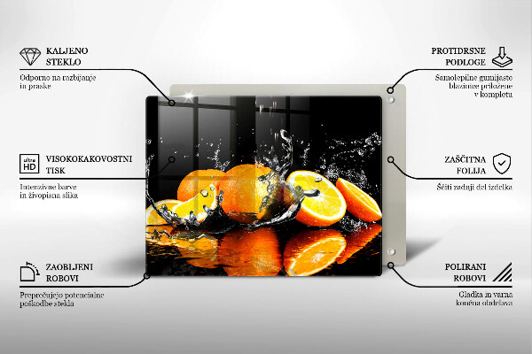 Tabla de cortar de vidrio Fruta jugosa de naranja