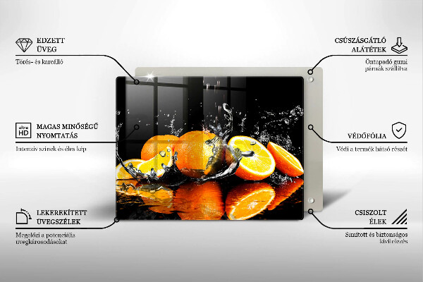 Tabla de cortar de vidrio Fruta jugosa de naranja