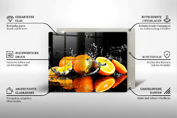 Tabla de cortar de vidrio Fruta jugosa de naranja