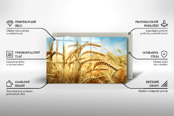 Tabla de cortar de vidrio Espigas de cereales en el campo