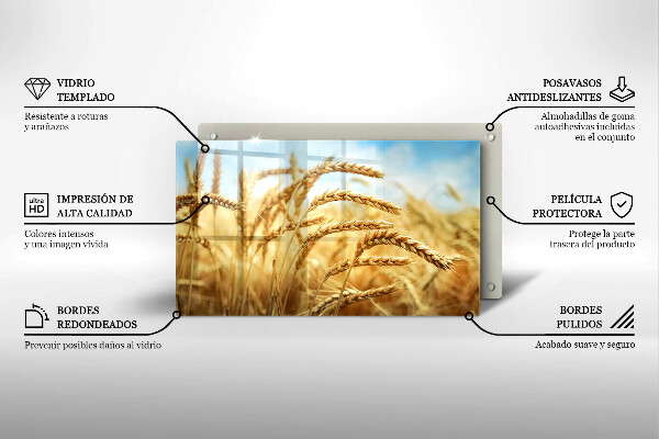 Tabla de cortar de vidrio Espigas de cereales en el campo