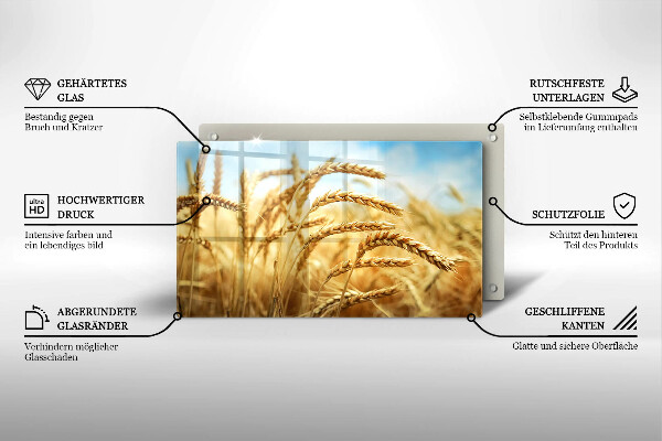 Tabla de cortar de vidrio Espigas de cereales en el campo
