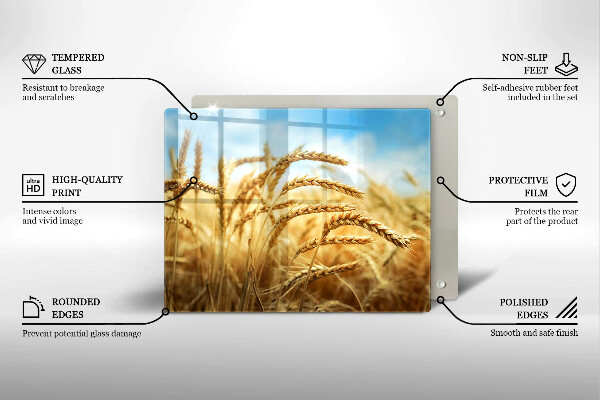 Tabla de cortar de vidrio Espigas de cereales en el campo