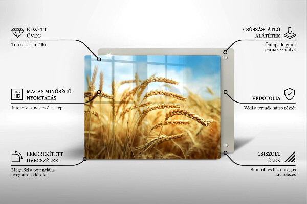 Tabla de cortar de vidrio Espigas de cereales en el campo