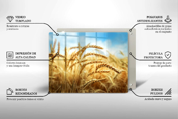 Tabla de cortar de vidrio Espigas de cereales en el campo