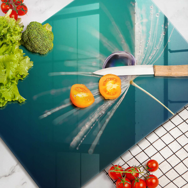 Tabla de cortar de vidrio Rocío sobre un diente de león