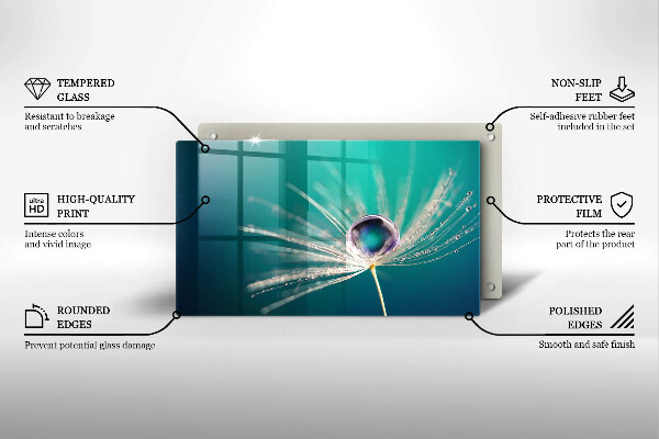 Tabla de cortar de vidrio Rocío sobre un diente de león