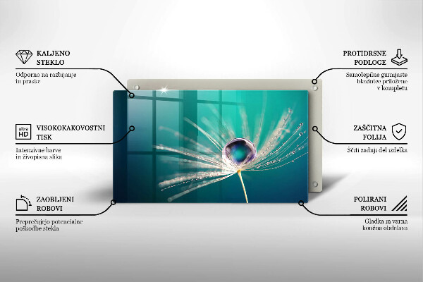 Tabla de cortar de vidrio Rocío sobre un diente de león