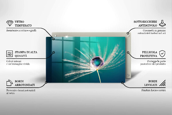 Tabla de cortar de vidrio Rocío sobre un diente de león