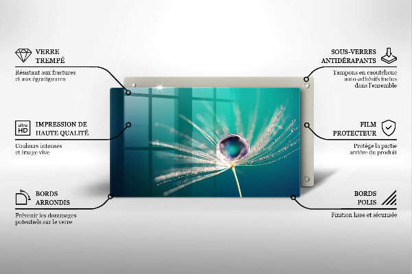Tabla de cortar de vidrio Rocío sobre un diente de león