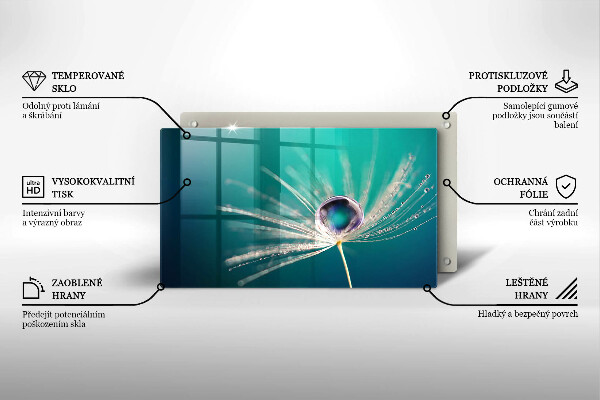Tabla de cortar de vidrio Rocío sobre un diente de león
