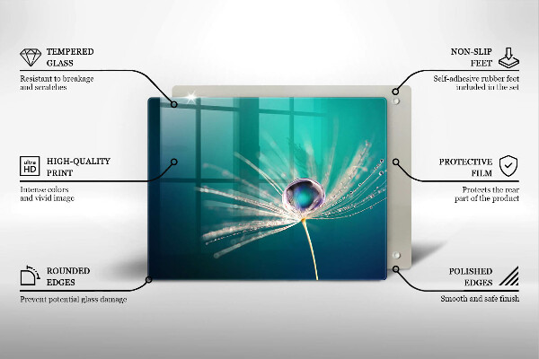 Tabla de cortar de vidrio Rocío sobre un diente de león