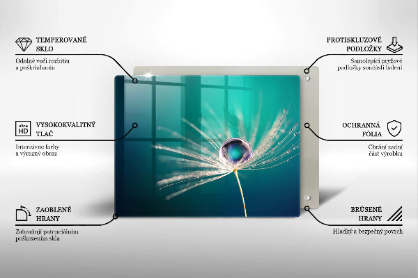 Tabla de cortar de vidrio Rocío sobre un diente de león