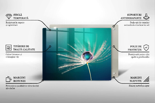 Tabla de cortar de vidrio Rocío sobre un diente de león