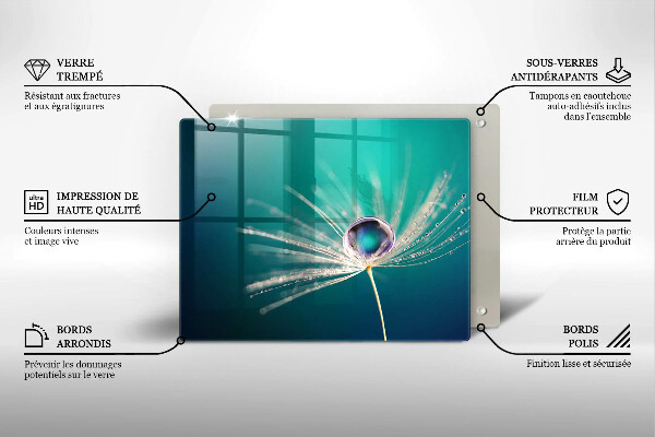 Tabla de cortar de vidrio Rocío sobre un diente de león