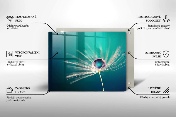 Tabla de cortar de vidrio Rocío sobre un diente de león