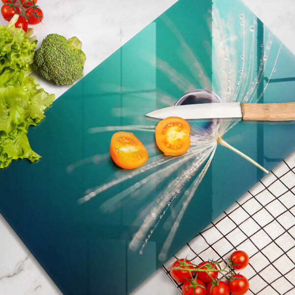 Tabla de cortar de vidrio Rocío sobre un diente de león