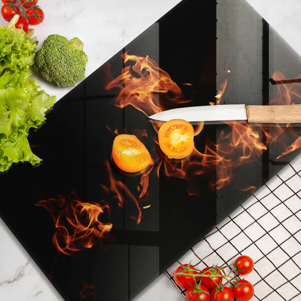 Tabla de cortar de vidrio Enciende una llama viva