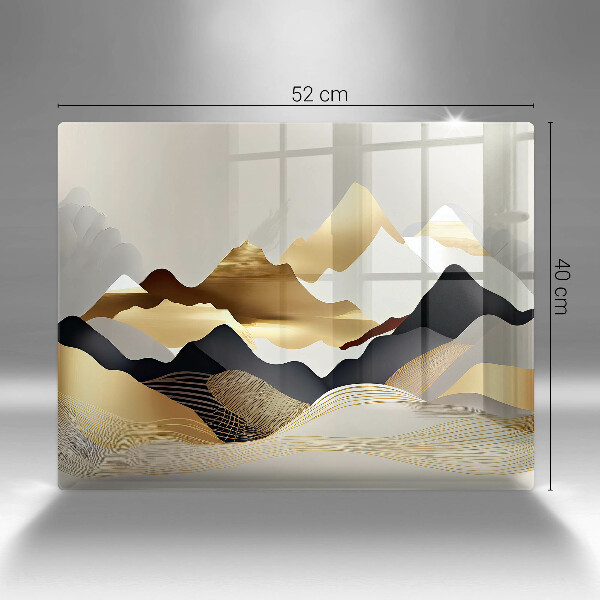 Tabla de cortar de vidrio Montañas doradas abstractas
