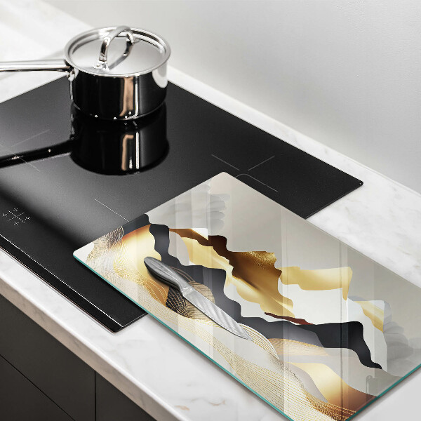 Tabla de cortar de vidrio Montañas doradas abstractas