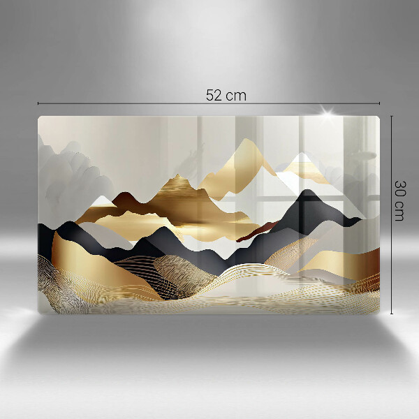 Tabla de cortar de vidrio Montañas doradas abstractas