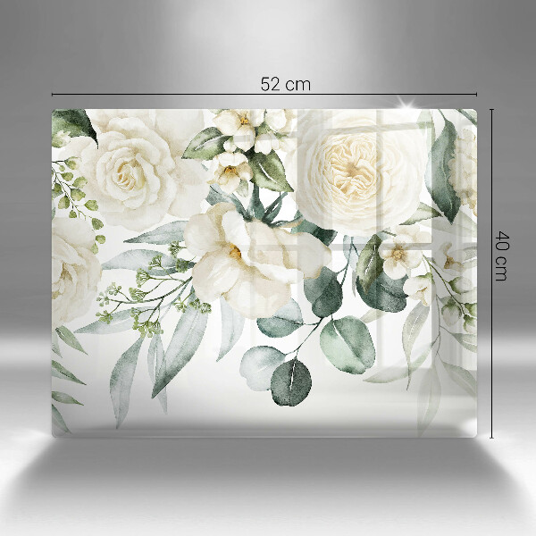 Tabla de cortar de vidrio Flores de acuarela