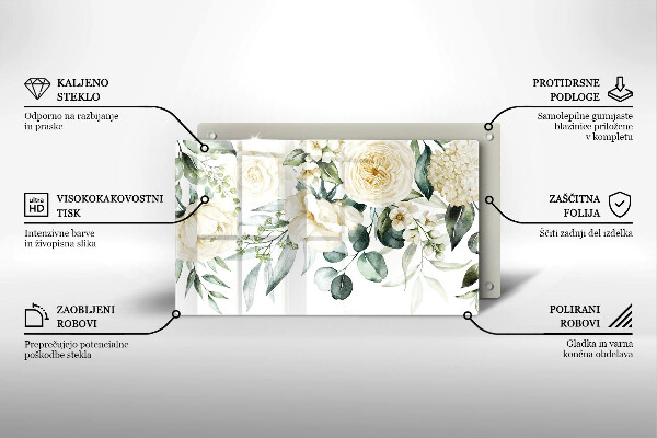 Tabla de cortar de vidrio Flores de acuarela