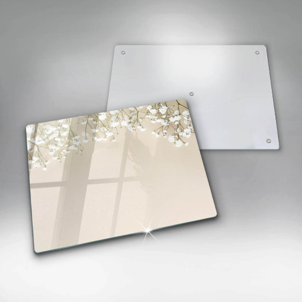 Tabla de cortar de vidrio Flores boho de yeso