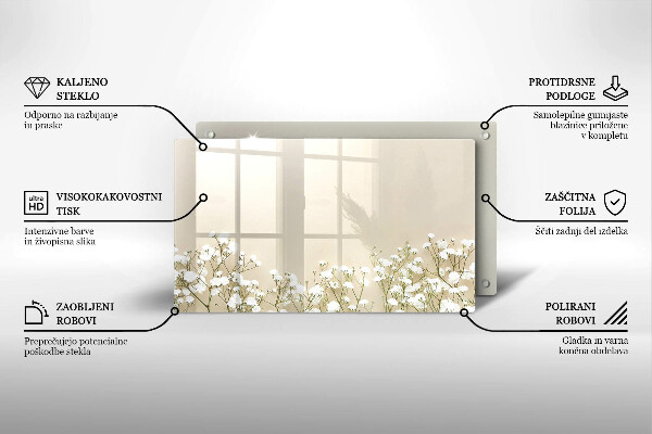 Tabla de cortar de vidrio Flores boho de yeso