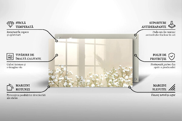 Tabla de cortar de vidrio Flores boho de yeso