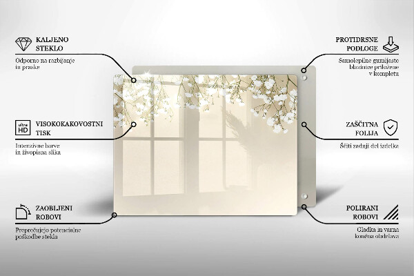 Tabla de cortar de vidrio Flores boho de yeso