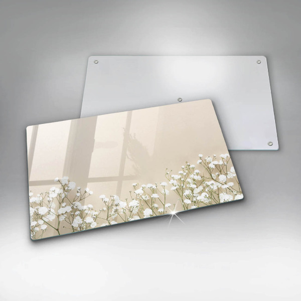 Tabla de cortar de vidrio Flores boho de yeso