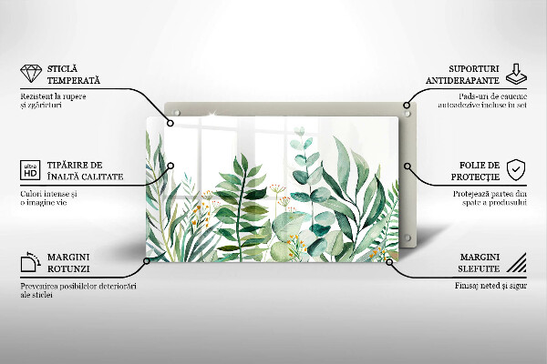 Tabla de cortar de vidrio Ilustración de hojas de plantas
