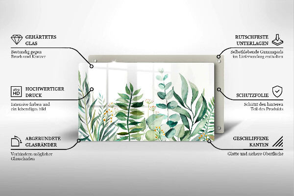 Tabla de cortar de vidrio Ilustración de hojas de plantas