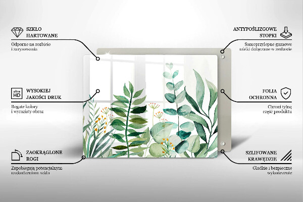 Tabla de cortar de vidrio Ilustración de hojas de plantas