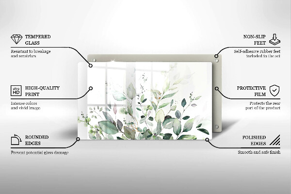 Tabla de cortar de vidrio Plantas de acuarela