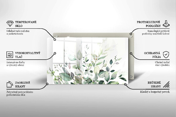 Tabla de cortar de vidrio Plantas de acuarela