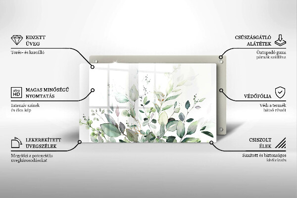 Tabla de cortar de vidrio Plantas de acuarela