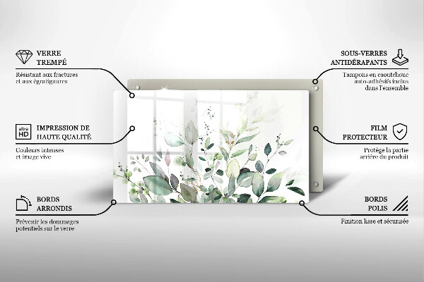 Tabla de cortar de vidrio Plantas de acuarela