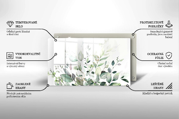 Tabla de cortar de vidrio Plantas de acuarela