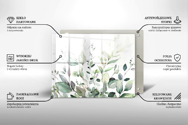 Tabla de cortar de vidrio Plantas de acuarela