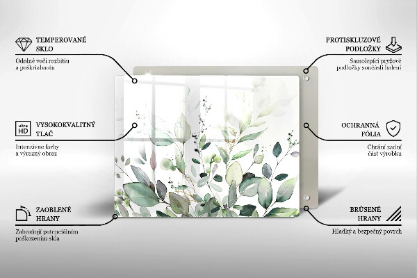 Tabla de cortar de vidrio Plantas de acuarela