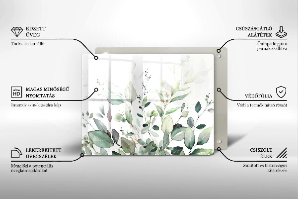 Tabla de cortar de vidrio Plantas de acuarela