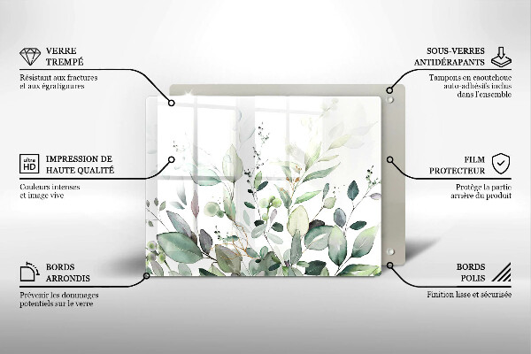 Tabla de cortar de vidrio Plantas de acuarela