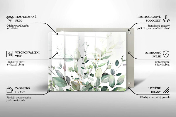 Tabla de cortar de vidrio Plantas de acuarela