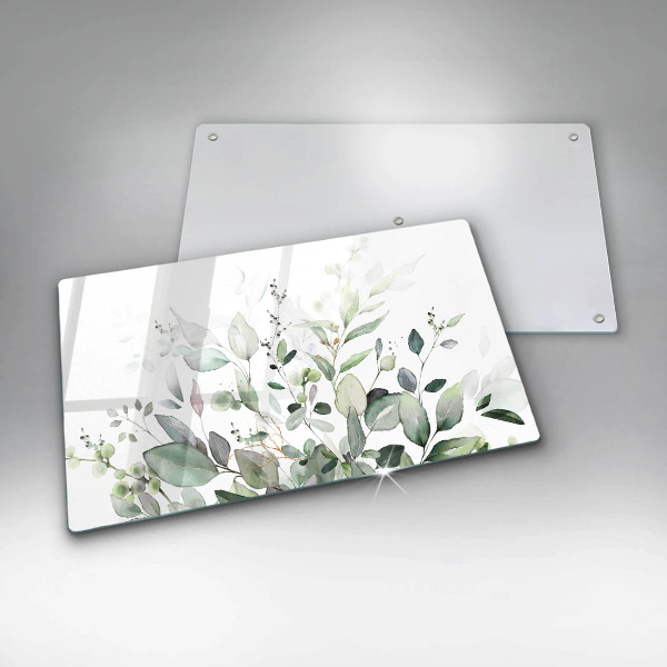 Tabla de cortar de vidrio Plantas de acuarela