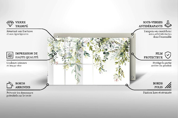 Tabla de cortar de vidrio Hojas y flores decorativas