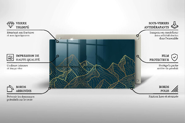 Tabla de cortar de vidrio Montañas abstractas